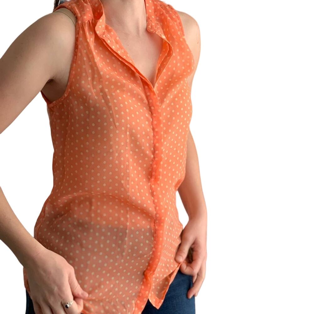 Zara Peach Pokadot Blouse, Size S